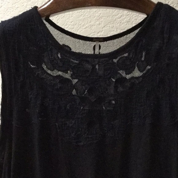 Free People lace yoke swing top-black-small - Picture 2 of 4